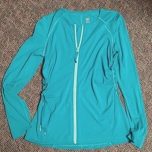 LTITLE NINE Carve Designs Teal Green Blue Zip Pullover Rash Guard Swim Shirt